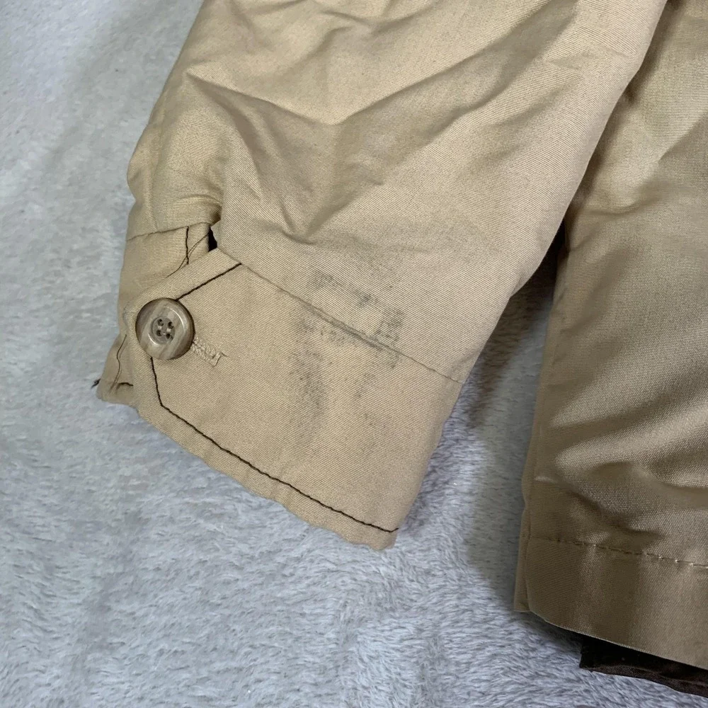 Vintage William Barry Coat Mens 44 Beige Canvas Faux Fur Lined Parka 70s USA